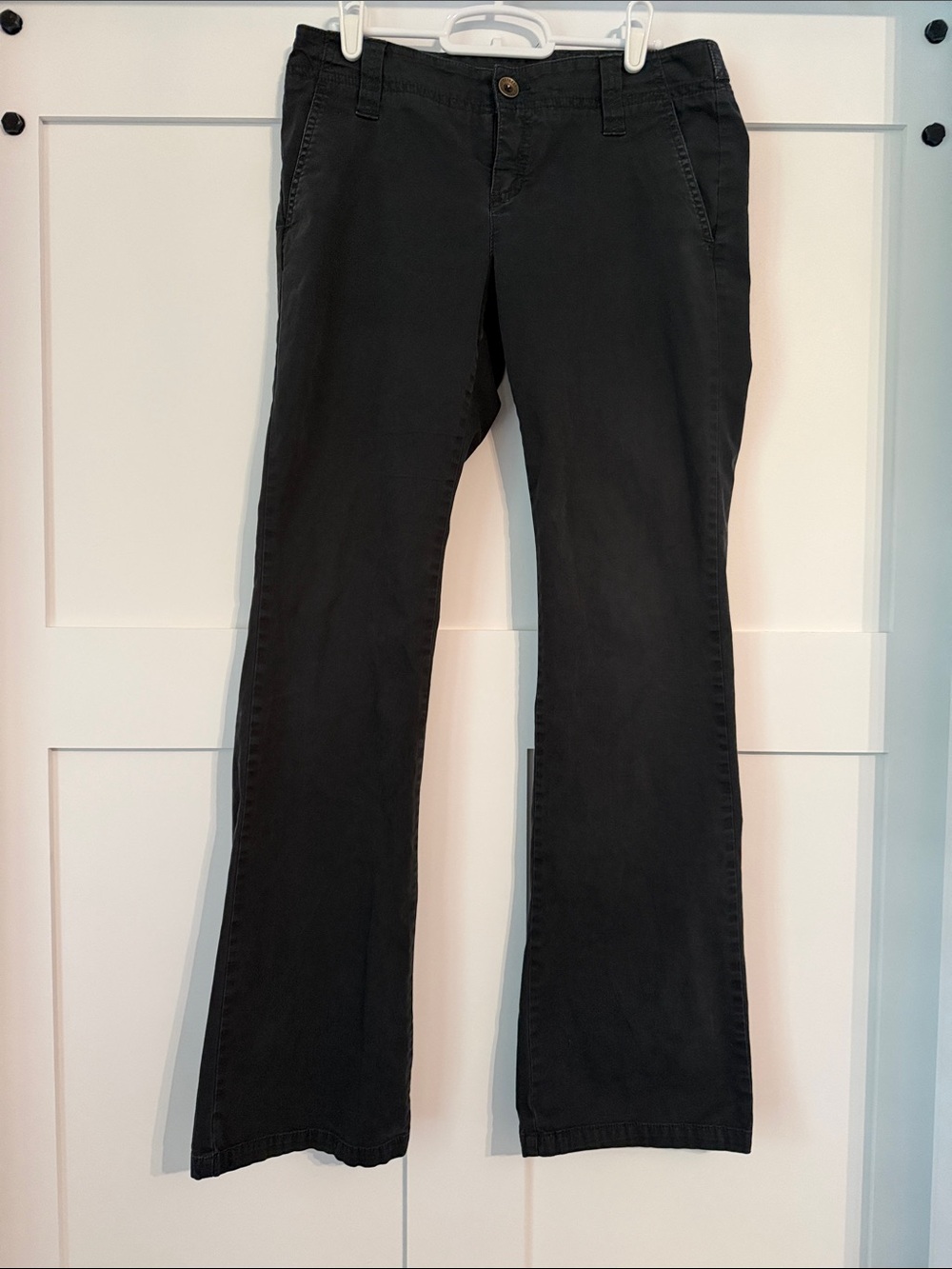 Black Bootcut-Leg Low Rise Pants